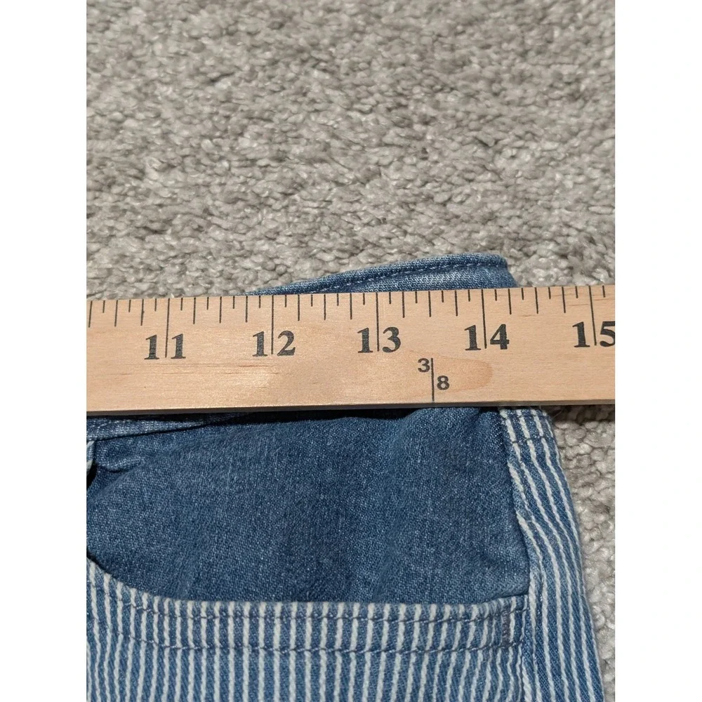 Women's 5 pocket Shorts 16 Blue‎ Hickory Stripe Adjustable Waist Epic Threads